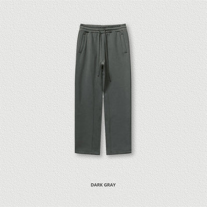 ZODF 345gsm Fleece Straight Pants for Men Unisex Loose Comfortable Sport Trousers Autumn Winter HY0864 - Dark Grey / M