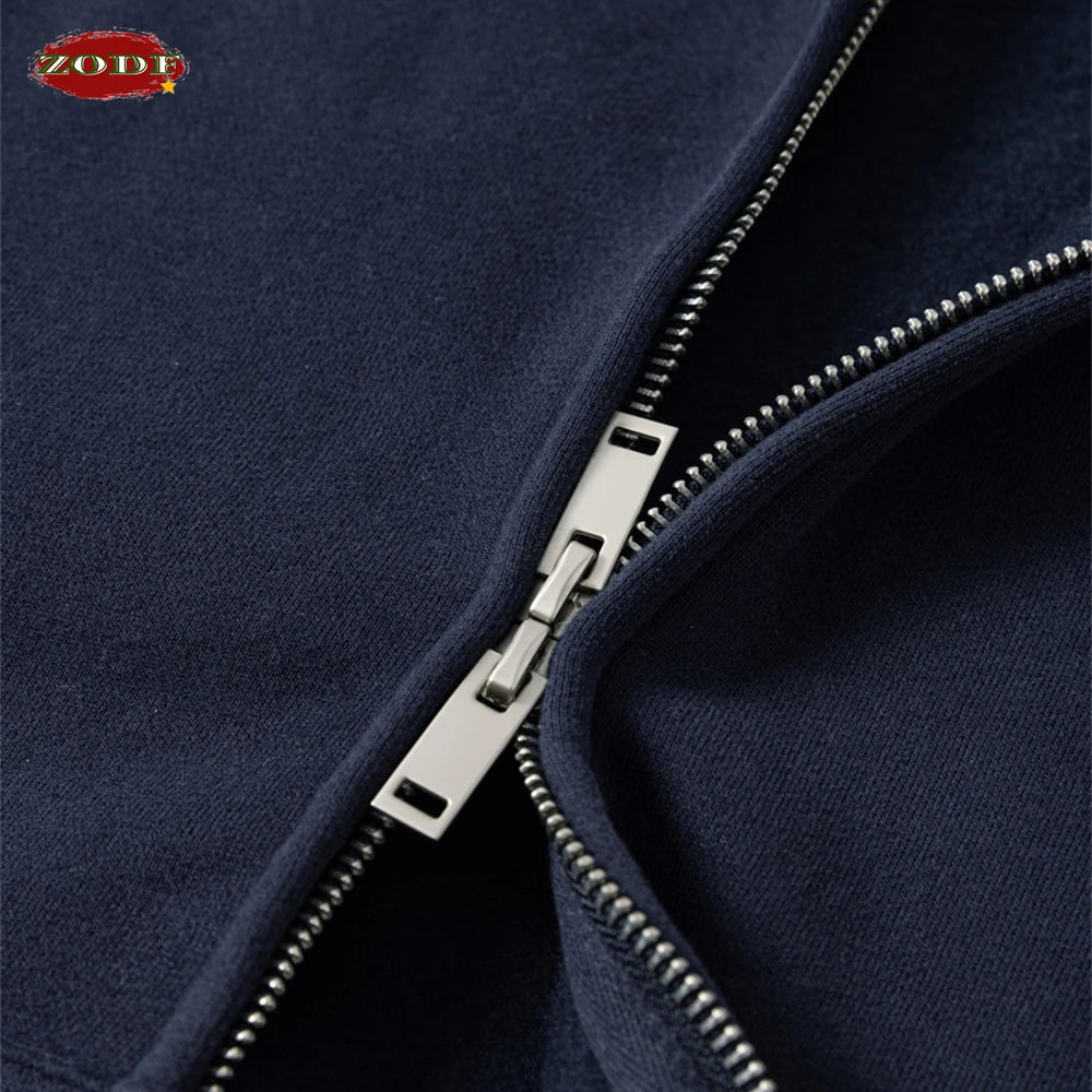 ZODF Fashion Winter 345gsm Boxy Fleece Zipper Hoodie For Men Unisex Cusual Loose Fit Warm Hooded Coat Outwears HY1178
