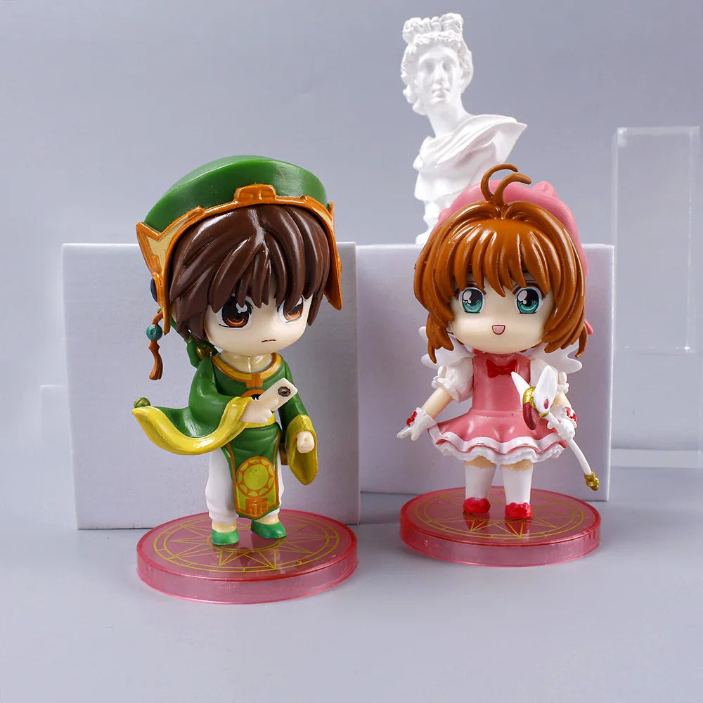 6Pcs Anime Card Captor Figure KINOMOTO SAKURA LI SYAORAN Daidouji Tomoyo CERBERUS Set Model Toy Cake Gift Action Figure PVC
