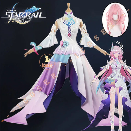Honkai Star Rail Cyrene Cosplay Costume Wig Dress Headwear Earrings New Skin 5-star Outfit Elysia Amphoreus Halloween Women Girl