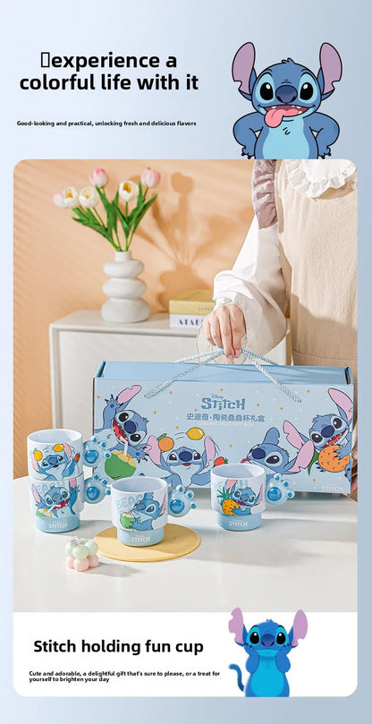 Disney Stitch Mug Office Coffee Cup Stackable Ceramics Mugs High Value Couple Water Cups Student Hot Water Cup Festival Gift