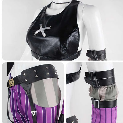 League of Legends Jinx Cosplay Costume Adult Faux Leather Set