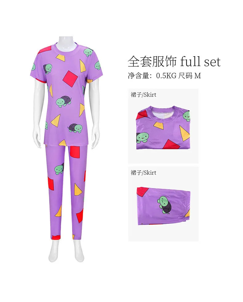 None Mira Light Purple Bear Pajamas Unisex Polyester Set