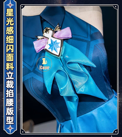 Honkai Star Rail Cerydra Cosplay Costume Wig Dress Uniform Crown Headwear Festival Halloween Party for Women Girls Carnival Prop