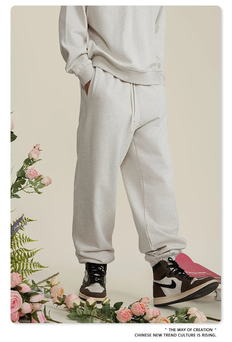 ZODF New Men Heavy Weight 440gsm Solid Sweatpants Unisex Loose Basic Casual Comfortable Sport Pants Joggers Streetwears HY0628