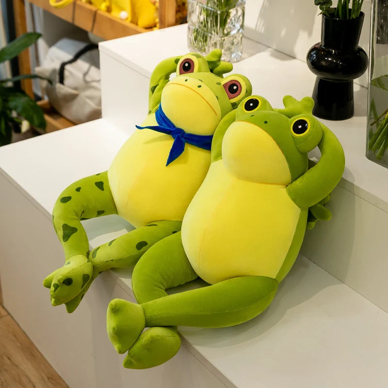 50cm Cute Cozy Frog Plushies Soft Stuffed Animal Funny Frog Toy with Scarf Kawaii Gift For Girl Boy Girlfriend