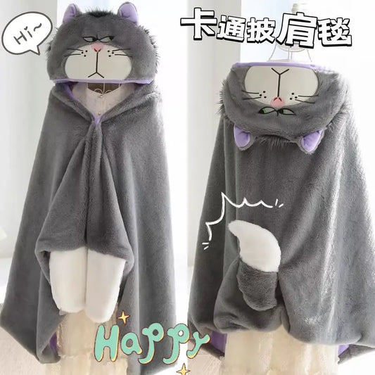 Cartoon Cute Lucifer Hooded Cloak Blanket Office Dormitory Autumn Winter Warm Animal Cloak Nap Blanket Practical Exquisite Gift