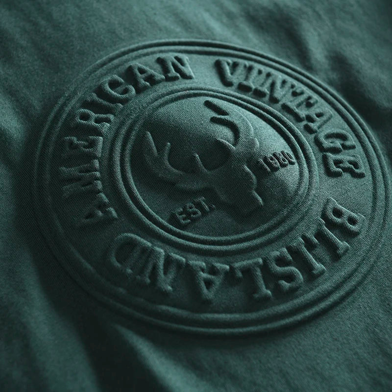 Summer New American Retro Short-sleeved O-neck 3D Printed T-shirt Men's Fashion Simple 100% Cotton Washed Casual Sport Tops