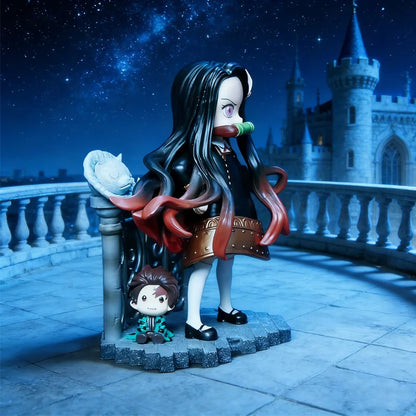 14cm Spy × Family Anya Cos Kamado Nezuko Academy Dress Demon Slayer Kawaii Model Anime Figures Garage Kit Statue Toys Kids Gifts