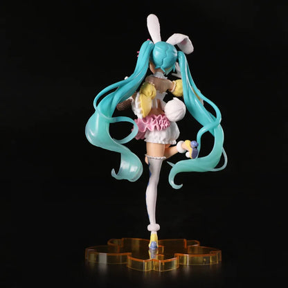 23cm Hatsune Miku Anime Figure PVC Model Doll with Rabbit Ears Kawaii Collectible Ornament Christmas Toy Gift - No box
