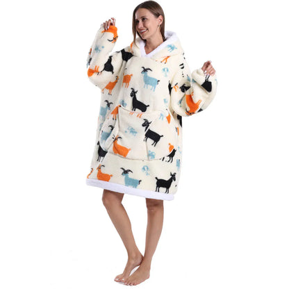 Oversized Hoodie Blanket for Adults Leopard Red Blue Black Fluffy TV Blanket Warm Thick Man Woman Winter Halloween Christmas Pjs