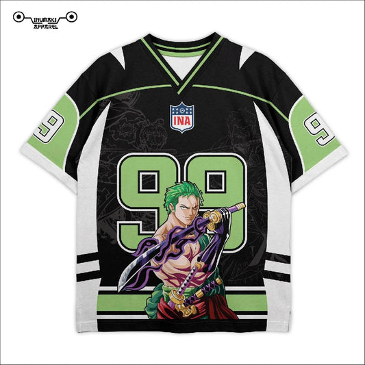 2526 New Bandai Anime One Piece Luffy Summer Jersey T-shirt Oversized 3D Adult and Children's Multifunctional Top Christmas