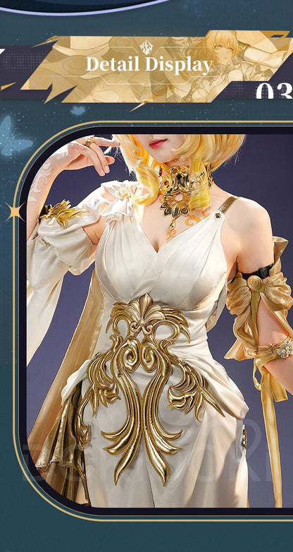 IN STOCK Aglaea Cosplay Costume Game Honkai: Star Rail DokiDoki-SR HSR Women Golden Gorgeous Dress Aglaea Halloween Wig