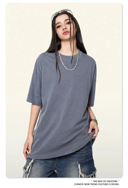 ZODF New Spring Summer 200gsm Washed Cotton T Shirts For Men Unisex Women Retro Casual Basic Solid T-Shirt Brand Tees HY0775