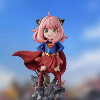 16cm Spy Family Figure Anime Anya Pvc Model Cos Supergirl Figurine Cute Statue Ornament Desk Decor Birthday Gift