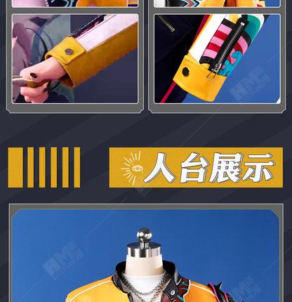 Anime KPop Demon Hunters Rumi Cosplay Costume Wig Yellow Leather Jacket Huntrix Uniform Halloween Party Women Girls Props iCoser