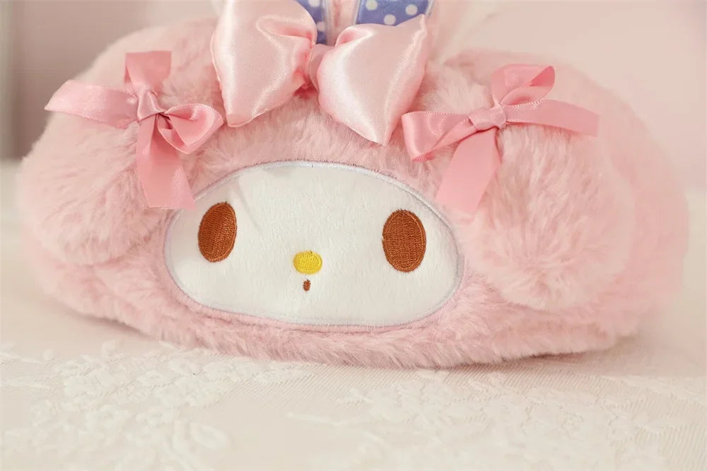 Japanese Style Plush My Melody Kuromi Tissue Box Durable Home Car Hotel Sofa Paper Tissue Holder Napkin Case Pouch Girl's Gift