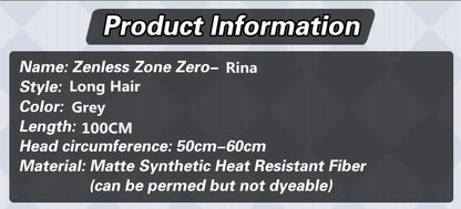 IN STOCK UWOWO Game Zenless Zone Zero/ZZZ Rina Alexandrina Maid Dress Wig Cosplay Hair Long Grey Hair