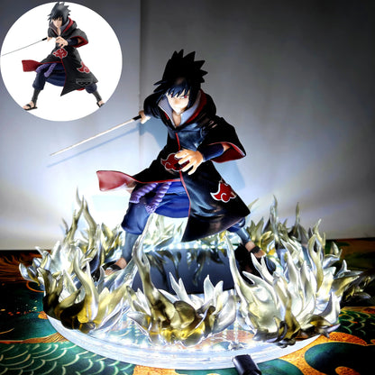 Anime Naruto VS Shippuden Sasuke Sharingan Amaterasu Black Fire Led Effect Action Figure Toys PVC Model Collection