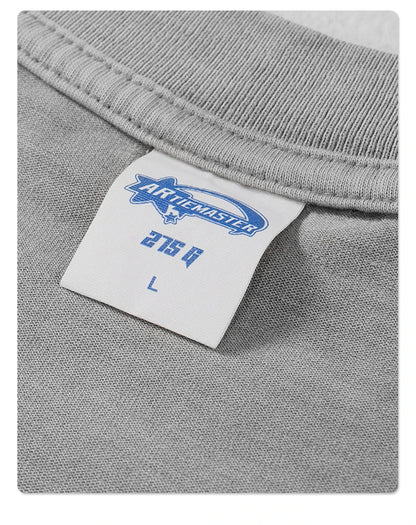 ZODF 2025 High Street Men Batik Washed Solid T Shirts Unisex Summer Loose Edge Noshrink 275gsm Cotton T-Shirt Streetwears HY0466