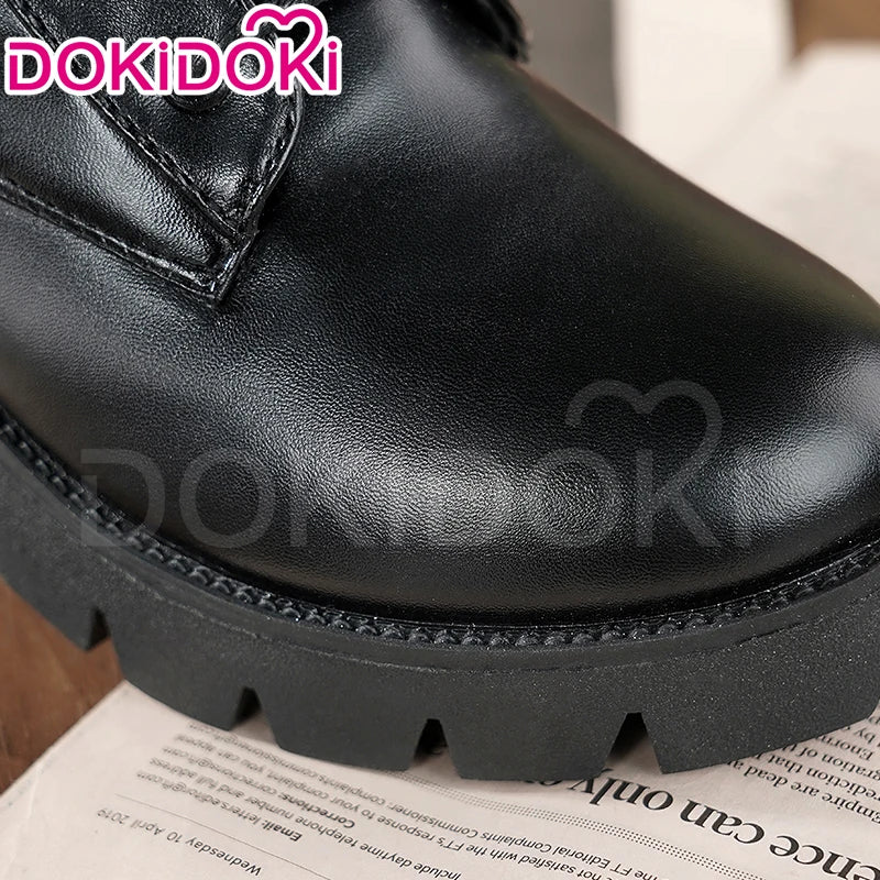 Women Men Cosplay Shoes Daily Boots DokiDoki Black 5cm Flat Bottom Shoes Cosplay Props