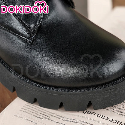 Women Men Cosplay Shoes Daily Boots DokiDoki Black 5cm Flat Bottom Shoes Cosplay Props