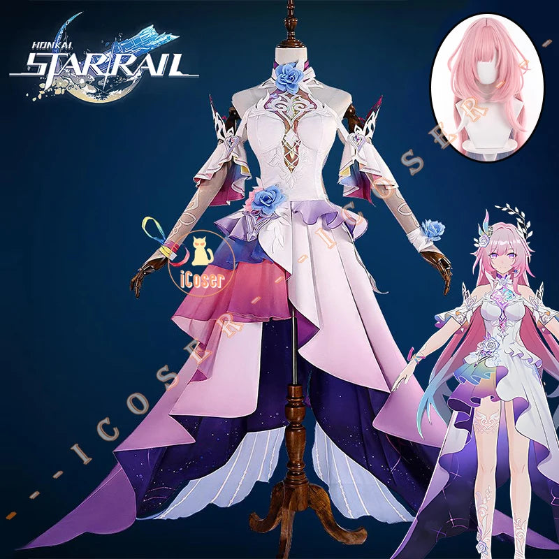 Honkai Star Rail Cyrene Cosplay Costume Wig Dress Headwear Earrings New Skin Outfit Elysia Amphoreus Halloween Party Women Girls