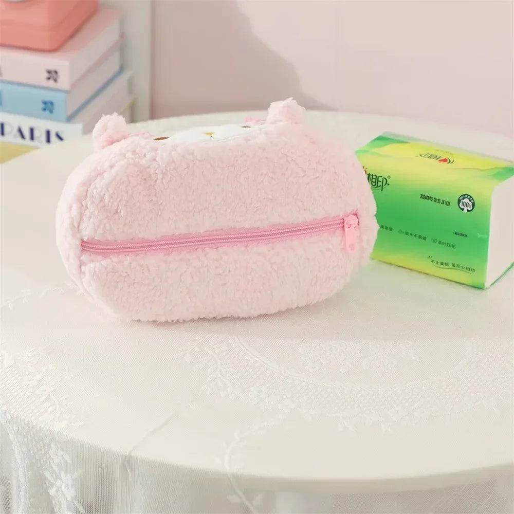 Japanese Style Plush My Melody Kuromi Tissue Box Durable Home Car Hotel Sofa Paper Tissue Holder Napkin Case Pouch Girl's Gift