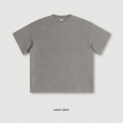 ZODF New Spring Summer 200gsm Washed Cotton T Shirts For Men Unisex Women Retro Casual Basic Solid T-Shirt Brand Tees HY0775