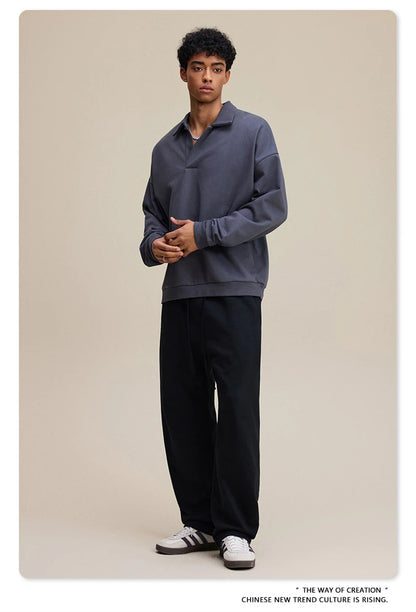 ZODF Casual 2025 Autumn 445gsm Sweatshirt For Man Unisex Turn Down Collar Solid Fleece Pullovers Winter Coats HY1111