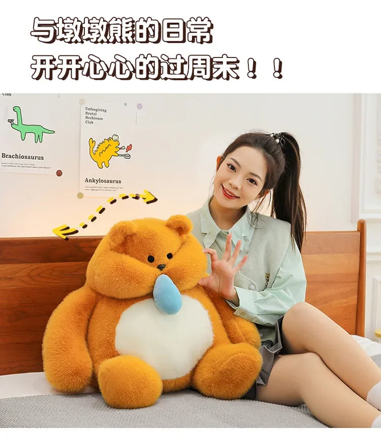 35-45cm Cute Muscle Bear Snot Bear Doll Sitting Posture Pull String Animals Stuffed Toy Soft 24CM Plush Bear Doll Kids Kawaii