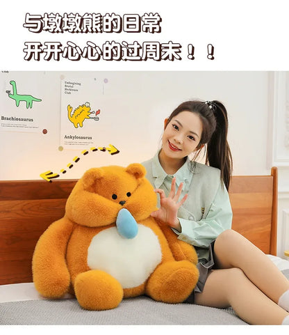 35-45cm Cute Muscle Bear Snot Bear Doll Sitting Posture Pull String Animals Stuffed Toy Soft 24CM Plush Bear Doll Kids Kawaii