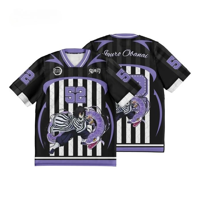 Demon Slayer Obanai Iguro Anime Series Number 52 Jersey Oversize Kpop Baseball Hockey Outfit T-shirt Daily Unisex Tops Tees