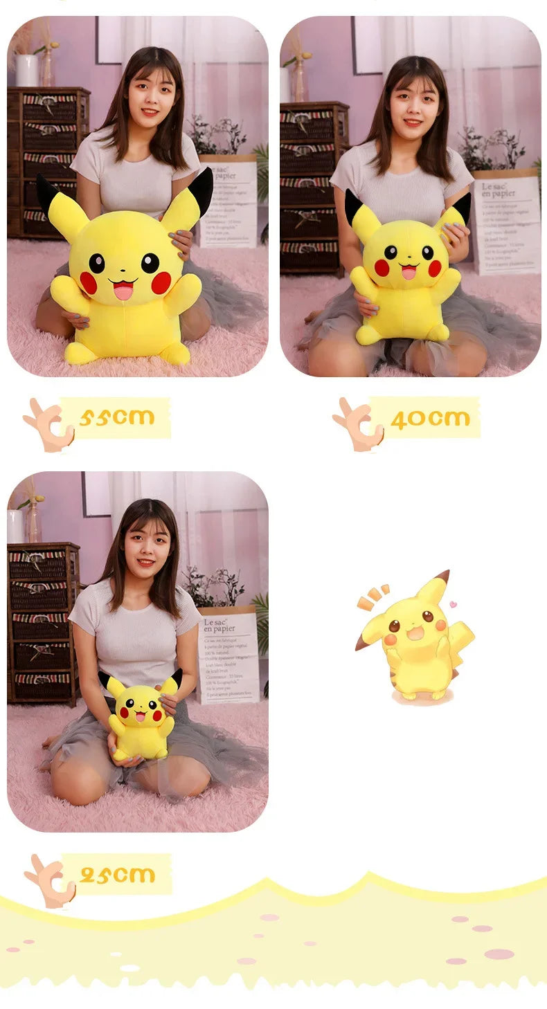 25/45/55/65CM Pokemon Pikachu Plush Doll Japanese Cartoon Animal Stuffed Children's Pikachu  Ornament Cushion Plushies Gift