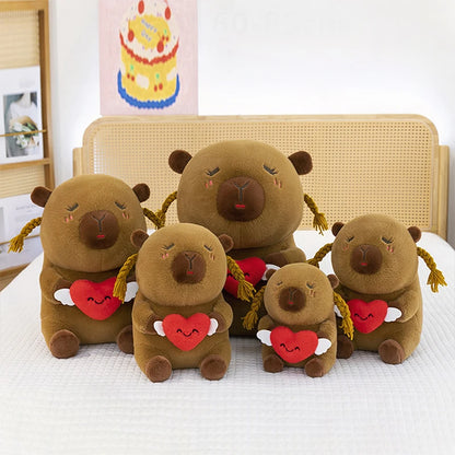Capybara Plush Toy Cute Ugly Charming Love Heart Hair Braid Pillow Stuffed Animal Kids Birthday Christmas Gift for Children