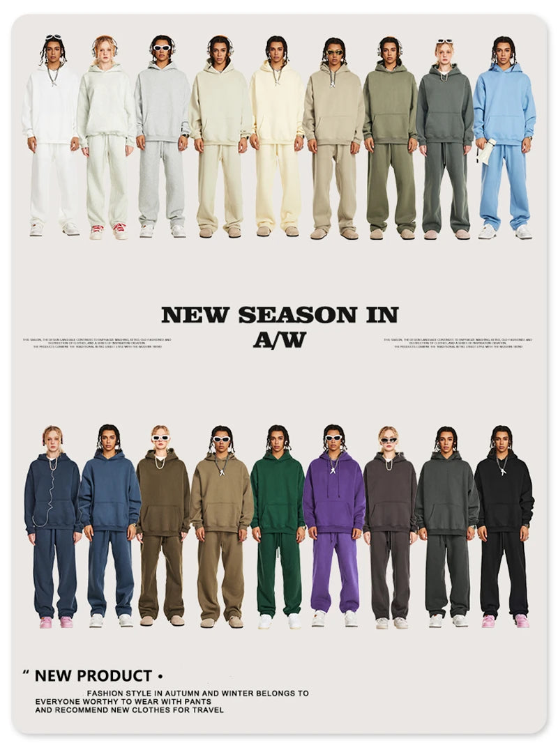 ZODF New 2024 Autumn Winter Men 345gsm Fleece Hoodies Unisex Women Relax Fit Warm Solid Hooded Pullovers Sweatshirts HY0863