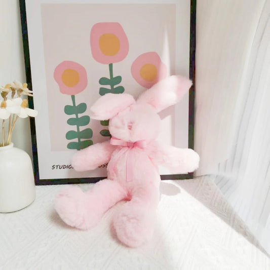 Hand Made Cute Stuffed Animal Pink Easter Bunny Plush Toy Soft Rabbit Plushie Dolls Gift For Girls Girlfriend