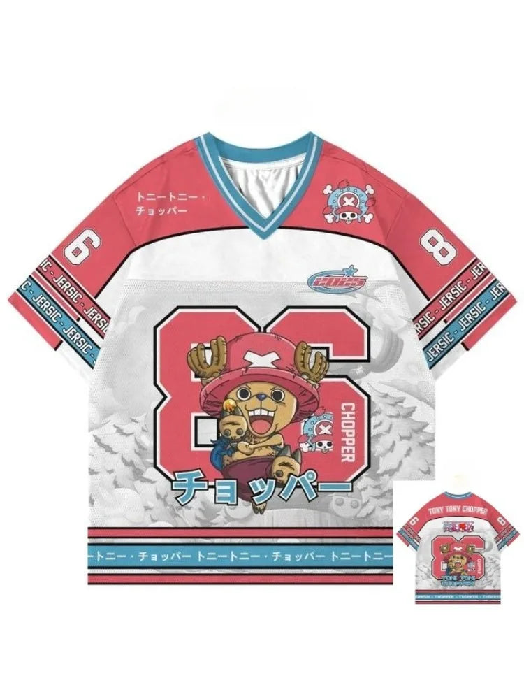 86 Jersey One Piece Tony Tony Chopper Anime Y2k Korean Baseball Hockey T-shirt Fashion Streetwear Anime Daily Unisex Tops Tees