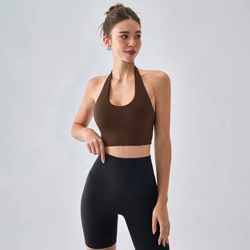 Sexy Sports Bra for Women Halter Yoga Tank Top Seamless Shockproof Push Up Fitness Gym Workout Fast Dry Underwear