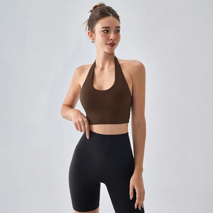 Sexy Sports Bra for Women Halter Yoga Tank Top Seamless Shockproof Push Up Fitness Gym Workout Fast Dry Underwear