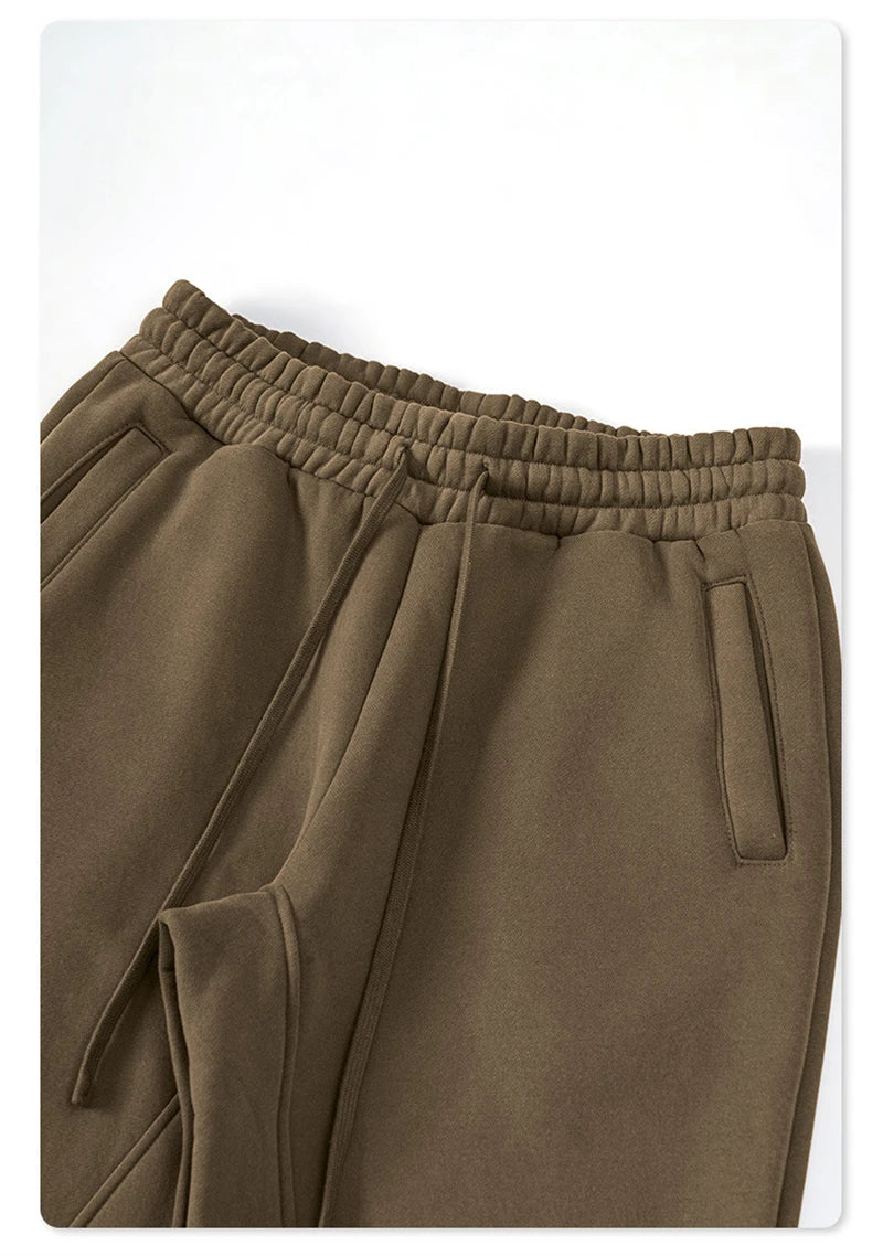 ZODF 345gsm Fleece Straight Pants for Men Unisex Loose Comfortable Sport Trousers Autumn Winter HY0864
