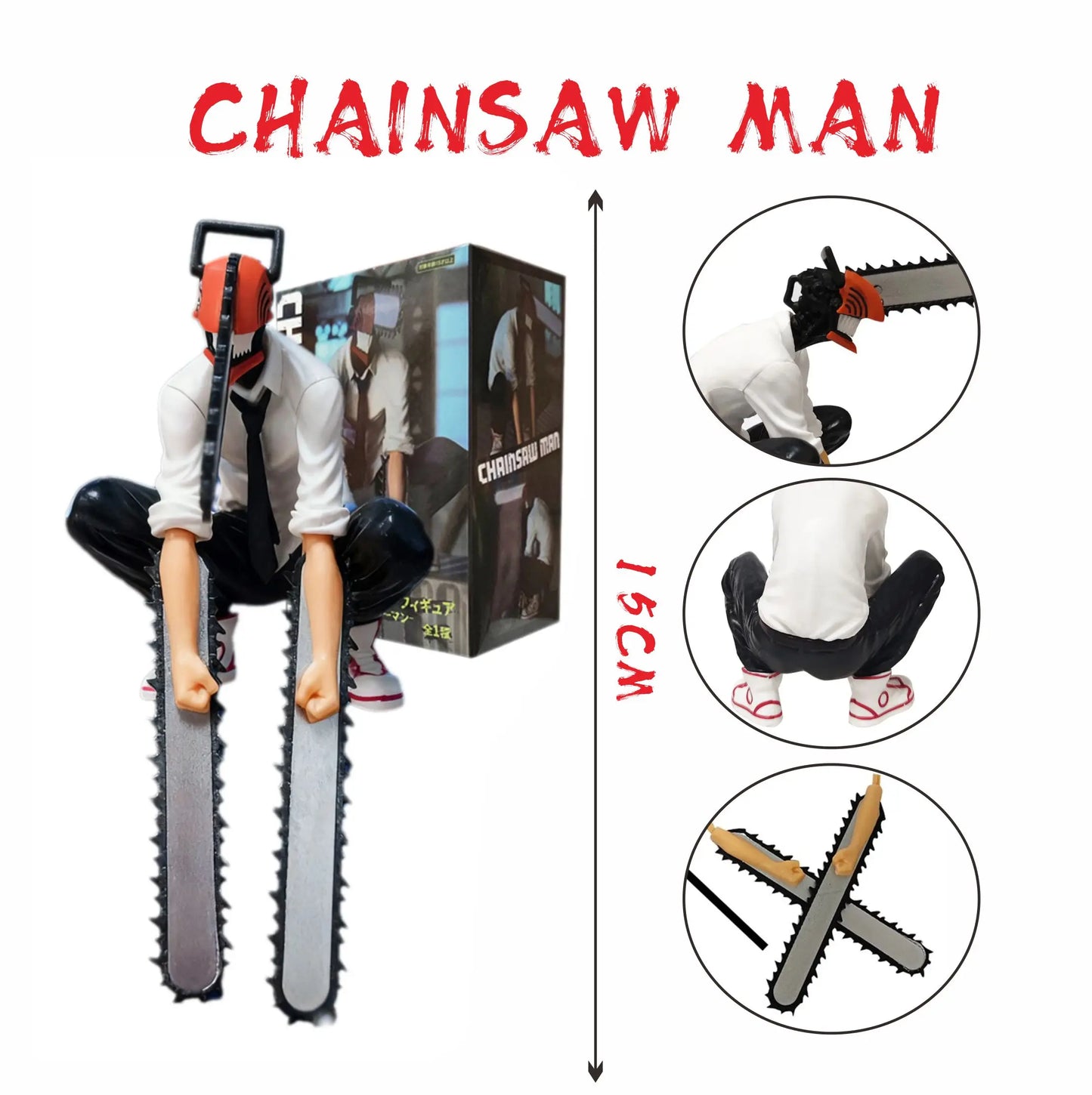 Viral Chainsaw Man Denji Collectible Figure - Car & Room Dual-Use Decoration, Poseable Doll, Christmas & New Year Holiday
