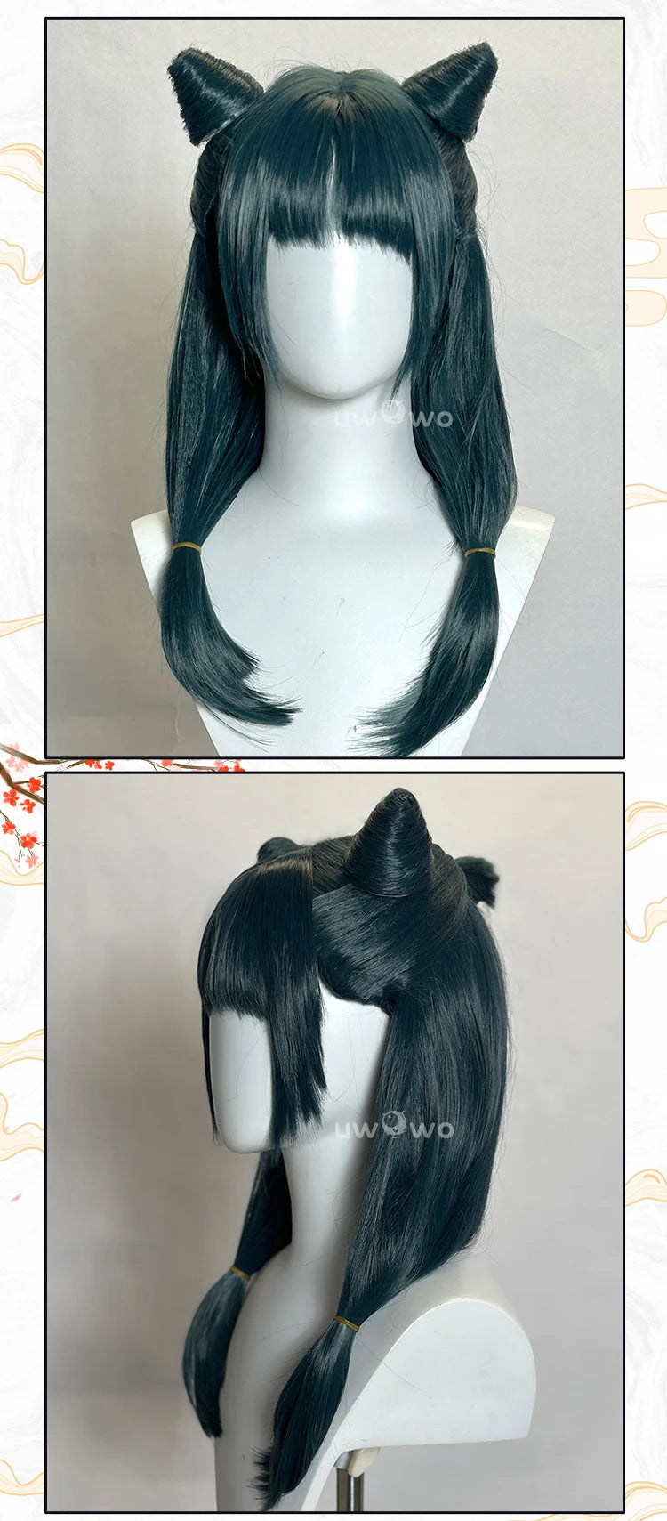 UWOWO Maomao Wig Anime The Apothecaryy Diaries Maomao Frog Green Hanfu Style Hunt Cosplay Wig Long Dark Green Wig New suit