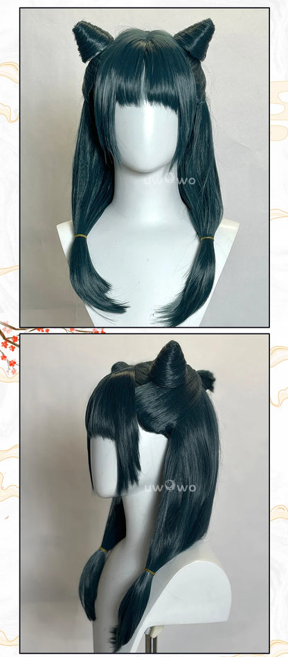 UWOWO Maomao Wig Anime The Apothecaryy Diaries Maomao Frog Green Hanfu Style Hunt Cosplay Wig Long Dark Green Wig New suit