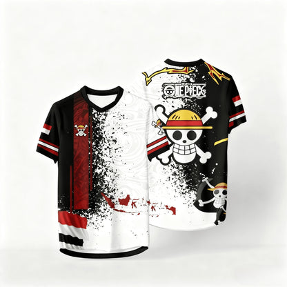 Summer Casual Jersey One Piece Anime Korean Style Kpop Baseball Hockey T-shirt Fashion Streetwear Anime Daily Unisex Tops Tees