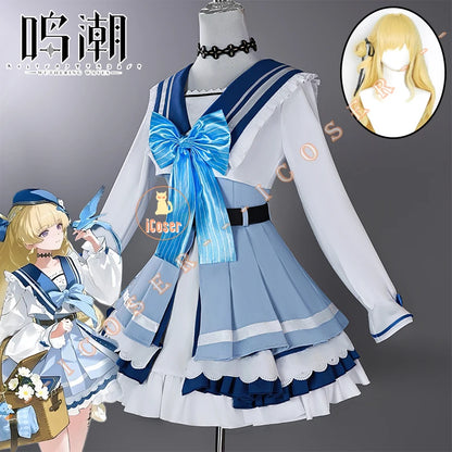 Wuthering Waves Phoebe Cosplay Costume Wig Dress Hat Headwear Linkage Clothing Rinascita Halloween Party for Women Girls Props