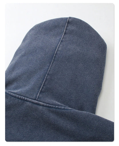 ZODF Retro Men's Heavyweight 450gsm Zipper Hoodies Unisex Loose Distressed Washed Batik Knitted Hooded Coat Jacket HY0889