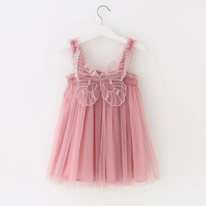 Baby Girl Dress Newborn 3 to 6 9 12 18 Months Wedding Party Kids Tulle Dress Suspender Dress Butterfly Wing Dress Summer Clothes