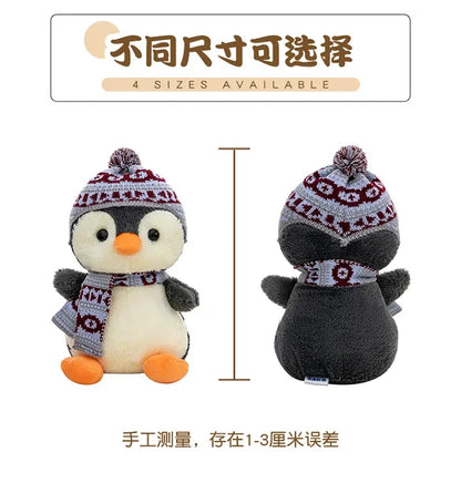 20-35cm Cute Penguin Wear Hat & Scarf Plush Toys Stuffed Animal Penguin Backpack Bags for Kids School Birthday Gift Xmas Decor