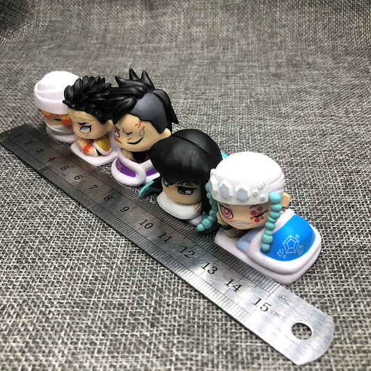 New 5pcs/set Anime Demon Slayer kawaii Q Version sleeping position Action Figure  PVC Model doll Toy Rement Desk Decor Gifts